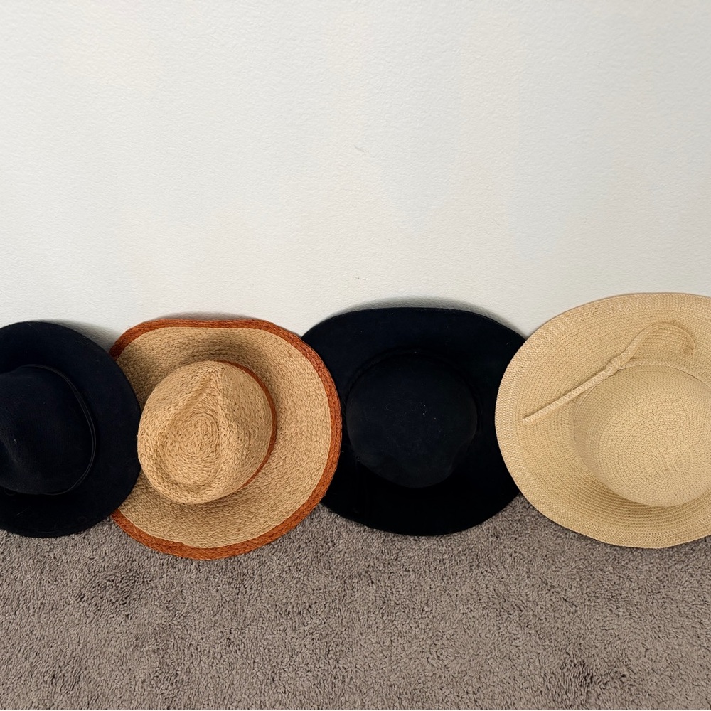 HAT LOT Stylish Black and Tan Wide-Brim Hats